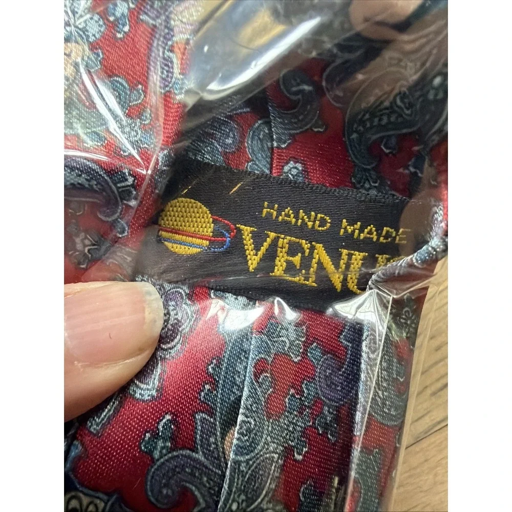 Vtg Mickey Mouse Paisley Tie‎ Venus Handmade Red 61
